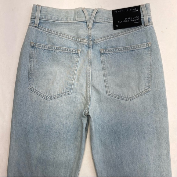 Veronica Beard Blake High-Rise Classic Straight Crop Jeans Aire Wash Size 28 - Picture 6 of 17